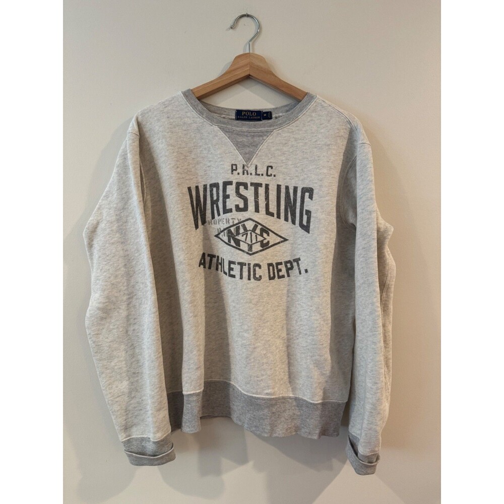 Polo Ralph Lauren P.R.L.C Wrestling Logo Sweatshirt Gray Mens Size M